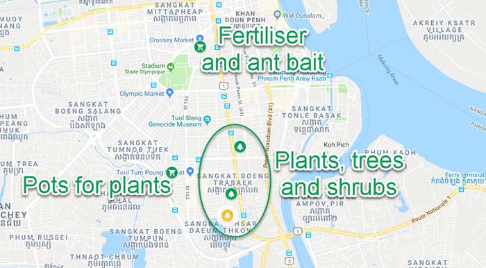 Phnom Penh gardening map